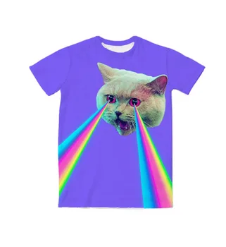 SKUTOČNÉ Americké NÁM VEĽKOSŤ Trippy Cool Cat Zákazku 3D Sublimačná Tlač T-Shirt plus veľkosť 3xl 4XL 5XL 6XL