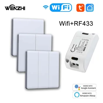 Wifi RF 433 Mhz DIY Light Switch Modul Prijímač Relé 86 Prenosné Bezdrôtové Diaľkové Ovládanie Tuya Inteligentný Život Alexa Domovská stránka Google