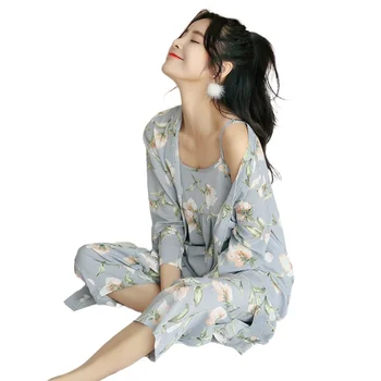 2021Spring a na Jeseň Nové dámske Pyžamo Sladké a Sexy Tri-kus domáceho Poskytovateĺa Spánku Topy Pijamas Ženy Pyžamá pre Ženy