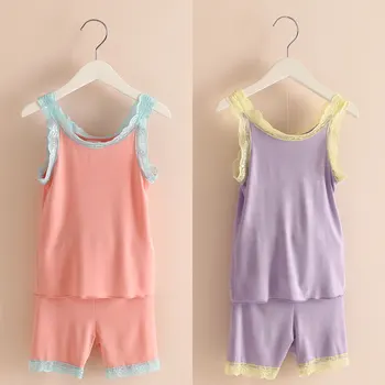 2015 lete nové módne deti, oblečenie pre dievčatká kórejská verzia čipka košieľka šortky bežné dvojdielne súpravy TZ-2306