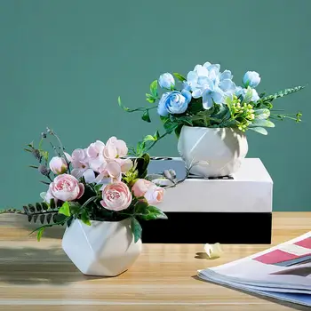 Umelý Kvet Simulácia kvetináče Domáce Dekorácie Plastové Krásne Zariadené a Falošné Črepníkové Rastliny pre Obývacia Izba