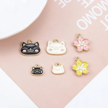 10pcs Japonských A kórejských Dievča Roztomilý Módne Prívesok Kreslených Mačka Čerešňové Kvety Náušnice Pre Ženy Diy Príslušenstvo Šperky