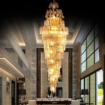 Moderné Zlato, Krištáľové Lustre Svetlá Zariadenie Golden Crystal Droplight Hotel, Reštaurácie, Kluby, Krytý Dlho Crystal Visiace Lampy