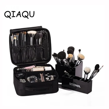 QIAQU Inovovaná Verzia Profesionálne Kozmetické Prípade Žien Cestovné Nepremokavé Potrebné Kozmetický Štetec Organizátor make-up Okno Organizátor