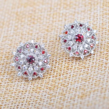 Ruský Štýl Svadobné Šperky, Náušnice Červenými Zirkónmi Pre Ženy Crystal Stud Náušnice 2020 Nové