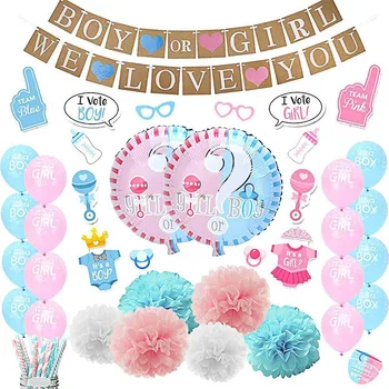 1Set Baby Sprcha Balóny Jej Chlapec Alebo Dievča, Listy, Fólie Balón 83pcs/set DIY Babyshower Dekorácie Rodovej Odhaliť Strana Dodávky