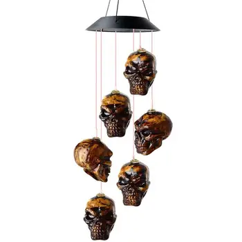 Halloween zvonkohry Dekor Plastový Skelet Tvarované Windbell Lampa Visí Okno LED Veterné Zvonkohry Svetlo Ornament Na Halloween