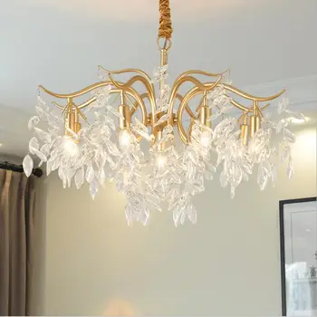 Zlaté Pobočky Obývacia Izba Luster Svetlo Lampy Jednoduché Moderné Crystal Visiace Lampy, Spálne, Domáce Vnútorné Osvetlenie, Svietidlá