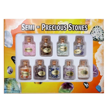 Sunligoo 9 Mini Drahokam Fľaše Čip Krištáľovo Liečenie Rozhádzané Gem Reiki Wicca Prírodné Kamene, Fľaše Čip Korálky Deoration Kameň