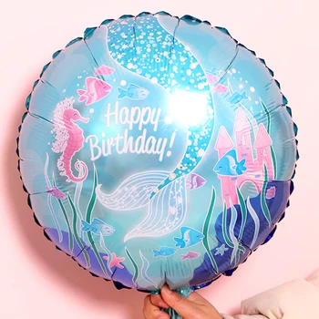 5 ks/veľa Happy Birthday Party Dekorácie Morská víla Tému 18 Palcov Hliníkové Fóliové Balóniky Baby Sprcha Udalosti Chlapci Láskavosti Ballon