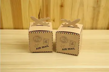 Kreatívne Historických Lietadiel Kraft Papier Candy Boxy Svadobné Party Dodávky Baby Sprcha Láskavosti Prospech Vzduchu MaiCandy Box Darčeková Taška