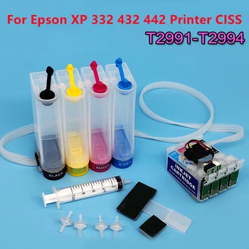 Nové A Kvalitné Kontinuálne Ink Systém Dodávok Pre Epson XP 332 432 442 Tlačiareň CISS S Čipom T2991-4 Náplň Kazety 100ml