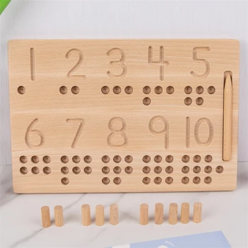 Drevené Montessori Materiály, Vzdelávacie Hračky Číslo Triedič Zásobník Zmyslové Počítanie Sledovanie Rada Matematiku Stick Hry D86Y