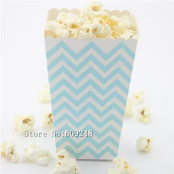 24pcs Svetlo Modrá Chevron Papier Strany Popcorn Boxy,Modrá Zig Zag Candy Strany Prospech Boxy,Snack Box,Liečiť Poháre,Deti Narodeniny,Lacné