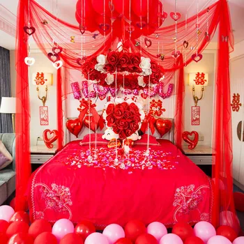 1Set Luxusu Ozdoba Na Svadobné Izby Home Party Dodávky Tvorivé Romantickú Svadbu Vytiahnuť Kvet Balón Dekorácie-Nálepky
