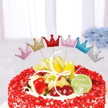 6PCs Láska Happy Birthday Cake Mulčovače Koruny Hviezdy Cupcake Vňaťou Príznaky Pre Svadobné Deti Narodeninovej Party Dodávky Cake Decoration