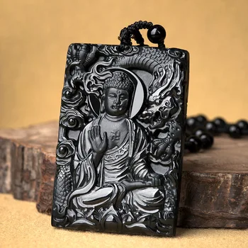 Barmská Jade Buddha Prívesok Darčeky pre Ženy Šperky Prírodné Jadeite Vintage Choker Čierny Drahokam Amulety Emerald Mužov Náhrdelník