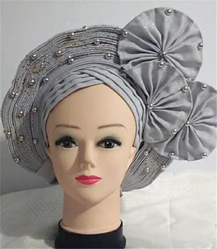 krásne ženy hlavu zábal afriky headtie nigérijský gele headties s korálkami a kamene tkaniny pre šitie strany