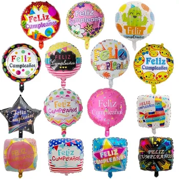 10pcs 18-palcové španielsky Fóliový Balón Feliz Cumpleanos Hélium Balóniky Balóny Happy Birthday Party Dekorácie Vzduchu Globos Baloes