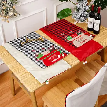 Eco-priateľský Vianočný Obrus Výšivky Vzor Umývateľný Kuchynský Stôl Kryt Vianočný Stôl Dekor
