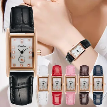 Značka Ženy Wriswatch luxusné hodinky Obdĺžnikového Rozsahu Diamond Dial Kožené Dámske Quartz hodinky Relogio Feminino Darček Hodinky Predaj