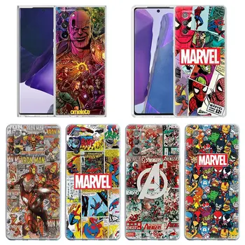 Puzdro Pre Samsung Galaxy Note 20 Ultra 5G 10 Lite Plus 8 9 A70 A50 A01 A02 A20 A30 Jasné Prípady Kryt Marvel Comics Avengers Hrdinovia