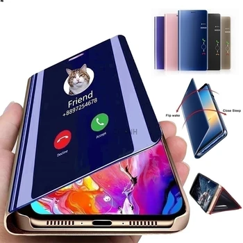 Smart Mirror Flip Telefónu Prípade Huawei P Smart 2020 Y7P Y6P Y5P Y8P Y9A P40 Lite E Nova 7i 6 7 SE PU Kožené Ochranný Kryt