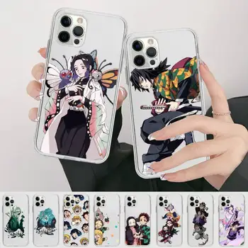 Japonsko, Anime Démon Vrah Kimetsu Č Yaiba Telefón puzdro Pre iPhone 14 13 12 11 Pro Max Mini X Xs XR 7 Plus SE 2020 Transparentné Prípade