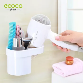 Ecoco Domov Multifunkčné sušič na vlasy úložná polička rack prísavkou na Stenu Punch-voľný Organizátor rack Kúpeľňa Acccessories
