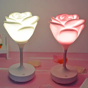 Rose Nočné Svetlo LED USB Nabíjateľné Krásne Romantické stolná Lampa Silikónové Svetlo Valentína Tanabata Priateľka je Dar