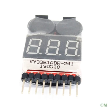 1S-8S 2 v 1 Lipo BZUČIAK Batérie LED Napätie Meter Tester Alarm Spannungstester