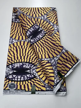 2023 Afriky Zlaté Vosk Tlač Tkanina 100% Bavlna Vysokej Kvality Ankara Tissu Pagne Vosk Textílie Afriky Skutočný Nigerial Textílie 6yards