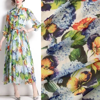 2022 Polyester Tenké Šifón Skúmie Vzor Digitálna Tlač Módne Textílie Pre Ženy Šaty, Blúzky, Ručné DIY Handričkou Šitie
