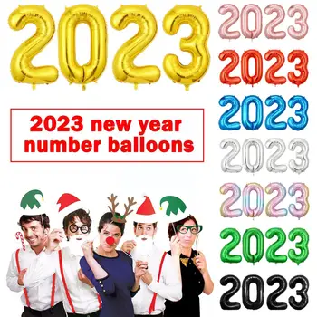 Nový Rok 2023 Číslo Fóliové Balóniky ružové Zlato Striebro Vianoce Šťastný Rok Party Gule Vzduchu Rekvizity Dekorácie Nové Dodávky D3M0