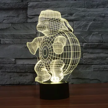 2017 nové farebné korytnačka 3D LED 3D dotyk ilúziu, kreatívny darček dekorácie, lampy