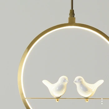 Nordic Minimalistický Led Prívesok, Svetlá, Tvorivá Vták Luster Reštaurácia Závesné Svetlo Medi Spálňa Posteli Uličkou Vnútorné Lampy