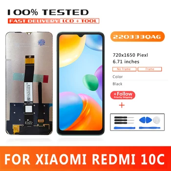 6.71 palcový vysoko Kvalitný LCD Pre Xiao Redmi 10c Lcd Displej Dotykový Displej Digitalizátorom. Montáž 220333QBI Displeja Rám Opravy