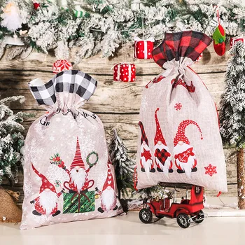 Veľké Vianočné Vrecia Opakovane Šnúrkou Zábal Vianoce Súčasný Dar Strany Tašky Candy Darčekové Tašky Vianočné Dekorácie Pre Domov 2023