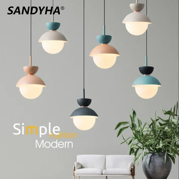 SANDYHA Nordic Jeden Sklenený Prívesok Ľahké Hliníkové Kreatívny Dizajnér Salon Reštaurácia Visí Osobnosti Spálňa, Nočné Lampy