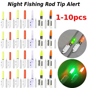 1-10pc Rybárske Svietiť Držať Prút Tip Lightstick Červená/Žltá Žiarivkové Svetlo Noci Float Bite Alarm Klip na Rybolov Palice