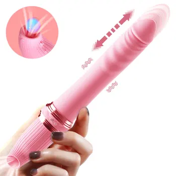 Ženské obojstrannú Masturbácia, Hračky Klitorálny Vákuového Sania Stimulátor Vaginálne Vibračná Masáž Stick Dildo Vibrátor Adult18