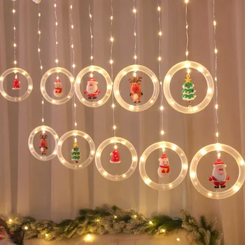 Zavesiť 10pcs Vianočné Kolo Opony LED Svetlo String Rozprávkových Svetiel Vianočné Girlandy, Spálne, Svadbu, Dovolenku, Dekorácie Domova