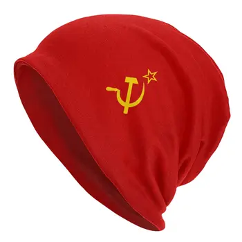 Vlajka Sovietskeho zväzu Kapoty Klobúk Pletený Hat Hip Hop Jeseň Zimné Lyžiarske Skullies Čiapky Klobúk Unisex Letné Teplé Dual-používať veľké písmená