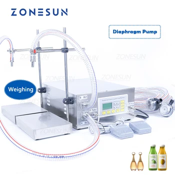 ZONESUN ZS-DP622W Semi Automatic Hand Sanitizer Parfum Šampón s Hmotnosťou Plniaci Stroj Dvojité Trysky Fľaša na Vodu Výplň