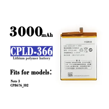 Kompatibilné Pre Coolpad / Note3 CP8676-102 CPLD-366 3000mAh Telefón Batéria Série