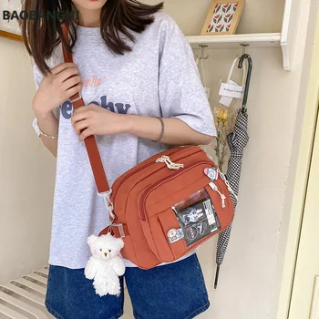 Kórejské Ženy Plátno Ramenný program Messenger Tašky Veľké študentky Módne Crossbody Taška pre Roztomilý Dievča Handričkou Mini Phone Bag