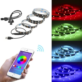 RGB LED Pás Svetla Kábel USB 5V Neónové Svetlo Smart Telefónu Bluetooth APP Nastaviteľný Jas Led Lano Svetlo Pre TV Zadné Svetlo