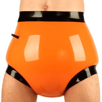 orange Latex rubber nohavičky nafukovacie latexové spodky s čierne čalúnenie