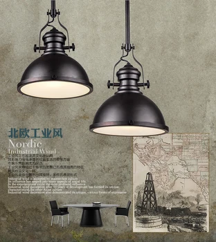 Dia*32 cm Americký Priemyselný Loft Vintage Prívesok Svetlá Pre Jedáleň Žehlička Čierna Maľované E27 Edison Žiarovka Lampa Domov