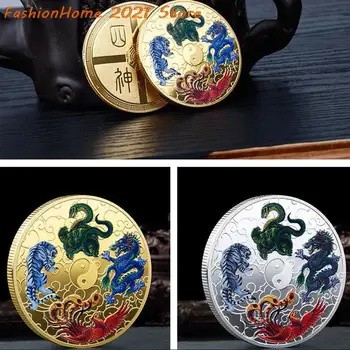 1PC Úplne Nové Krásne 45mm, Zlata, Striebra Plátovaného Železa Starovekej Čínskej Mýtické Zviera, Dragon Tiger Mince obchod so Mince Darček